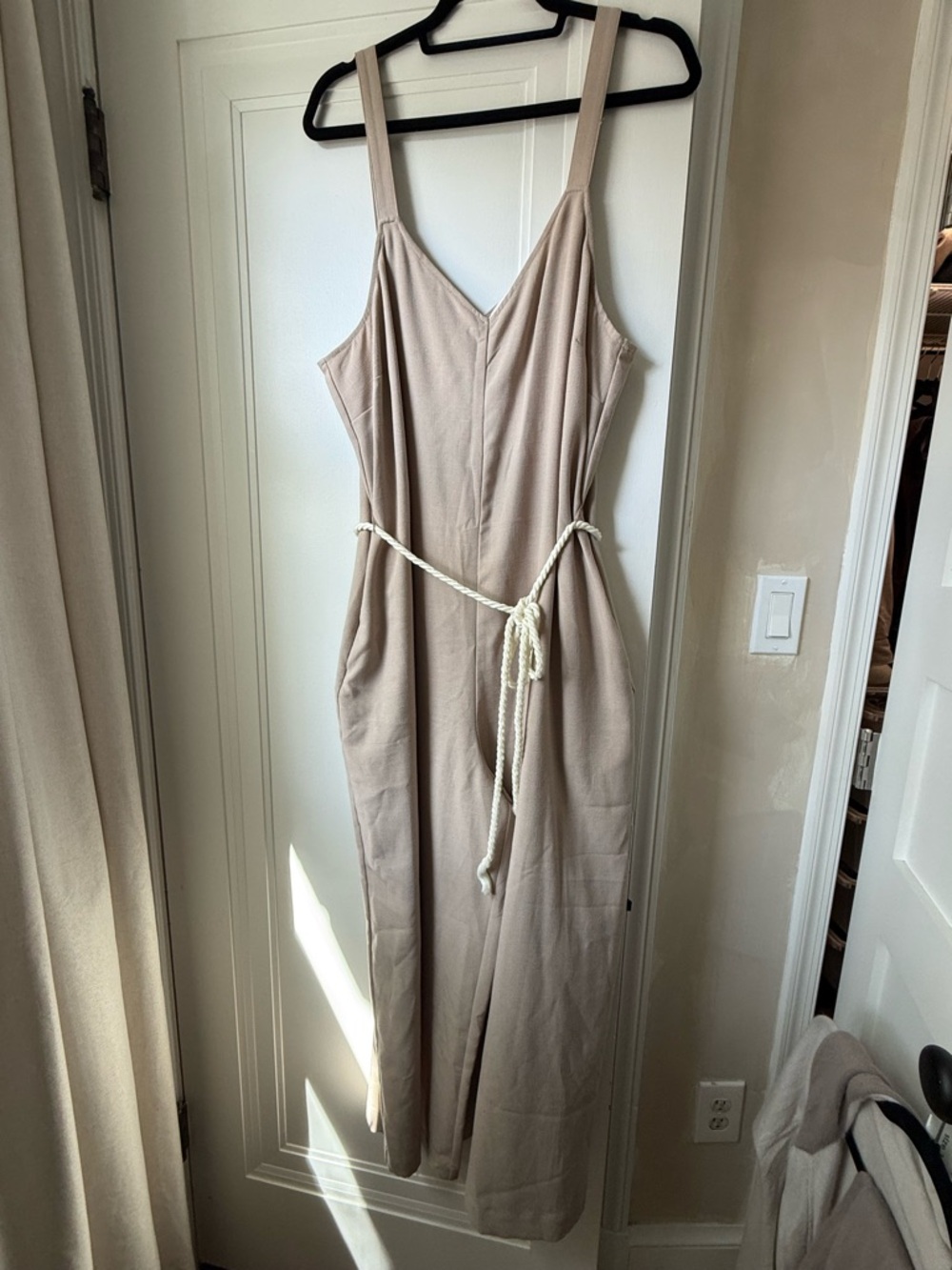 H&M Beige Sleeveless Maxi Dress with Rope Tie